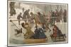 Merry-Go-Round on the Ice, Towing Children on Toboggans-Robert Barnes-Mounted Art Print