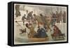 Merry-Go-Round on the Ice, Towing Children on Toboggans-Robert Barnes-Framed Stretched Canvas