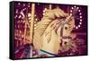 Merry-Go-Round Wooden Horses Toned with a Retro Vintage Instagram Filter Effect-graphicphoto-Framed Stretched Canvas