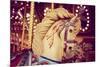 Merry-Go-Round Wooden Horses Toned with a Retro Vintage Instagram Filter Effect-graphicphoto-Mounted Photographic Print