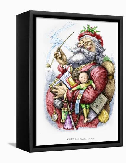 Merry Old Santa Claus, Engraved by the Artist, 1889-Thomas Nast-Framed Stretched Canvas