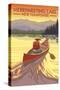 Merrymeeting Lake, New Hampshire - Canoe Scene-Lantern Press-Stretched Canvas
