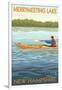 Merrymeeting Lake, New Hampshire - Kayak Scene-Lantern Press-Framed Art Print