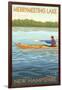 Merrymeeting Lake, New Hampshire - Kayak Scene-Lantern Press-Framed Art Print