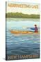 Merrymeeting Lake, New Hampshire - Kayak Scene-Lantern Press-Stretched Canvas