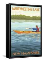 Merrymeeting Lake, New Hampshire - Kayak Scene-Lantern Press-Framed Stretched Canvas