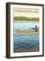 Merrymeeting Lake, New Hampshire - Kayak Scene-Lantern Press-Framed Art Print