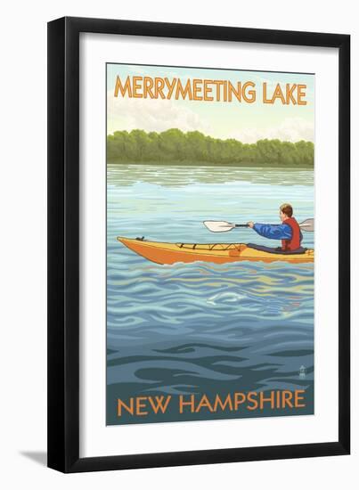 Merrymeeting Lake, New Hampshire - Kayak Scene-Lantern Press-Framed Art Print