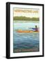 Merrymeeting Lake, New Hampshire - Kayak Scene-Lantern Press-Framed Art Print