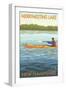 Merrymeeting Lake, New Hampshire - Kayak Scene-Lantern Press-Framed Art Print