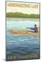 Merrymeeting Lake, New Hampshire - Kayak Scene-Lantern Press-Mounted Art Print