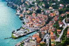 High Resolution Aerial View of the Picturesque Colorful Italian Town Argegno by Lake Como. European-mervas-Stretched Canvas