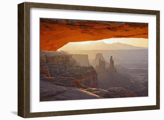 Mesa Arch at Dawn Looking Towards Washerwoman Arch-Gary-Framed Photographic Print