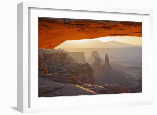 Mesa Arch at Dawn Looking Towards Washerwoman Arch-Gary-Framed Photographic Print