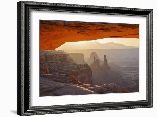 Mesa Arch at Dawn Looking Towards Washerwoman Arch-Gary-Framed Photographic Print