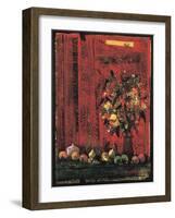 Mesa con Mantel Rojo-Juaquin Hidalgo-Framed Giclee Print
