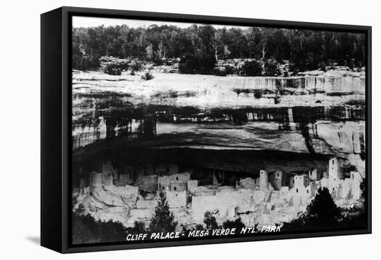 Mesa Verda Nat'l Park, Colorado - Cliff Palace Ruins Panoramic-Lantern Press-Framed Stretched Canvas