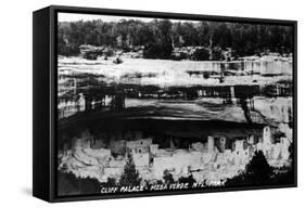 Mesa Verda Nat'l Park, Colorado - Cliff Palace Ruins Panoramic-Lantern Press-Framed Stretched Canvas