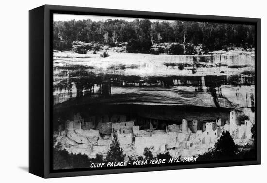 Mesa Verda Nat'l Park, Colorado - Cliff Palace Ruins Panoramic-Lantern Press-Framed Stretched Canvas