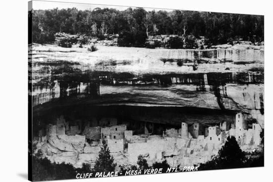 Mesa Verda Nat'l Park, Colorado - Cliff Palace Ruins Panoramic-Lantern Press-Stretched Canvas