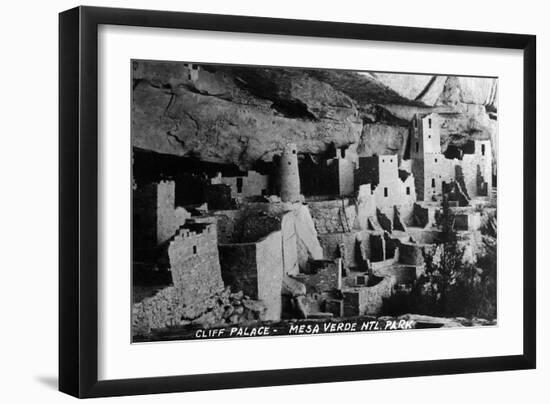 Mesa Verda Nat'l Park, Colorado - View of Cliff Palace Ruins-Lantern Press-Framed Art Print