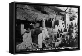 Mesa Verda Nat'l Park, Colorado - View of Cliff Palace Ruins-Lantern Press-Framed Stretched Canvas