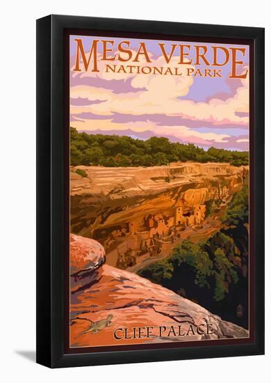 Mesa Verde National Park, Colorado - Cliff Palace at Sunset-null-Framed Poster