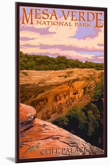 Mesa Verde National Park, Colorado - Cliff Palace at Sunset-Lantern Press-Mounted Art Print