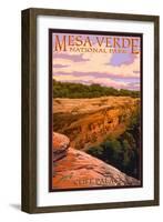 Mesa Verde National Park, Colorado - Cliff Palace at Sunset-Lantern Press-Framed Art Print