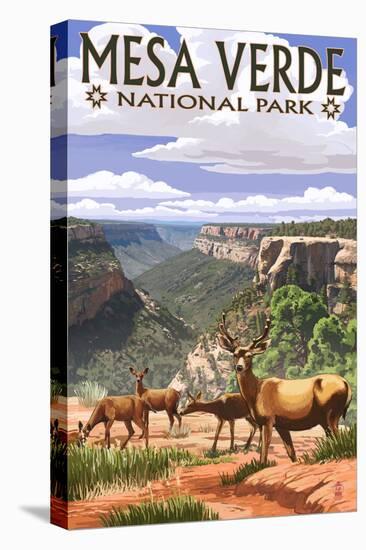 Mesa Verde National Park, Colorado - Deer Family-Lantern Press-Stretched Canvas