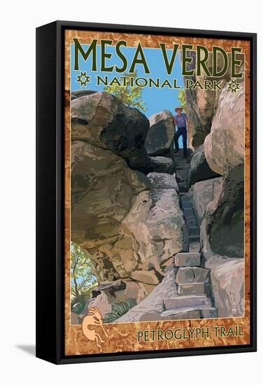 Mesa Verde National Park, Colorado - Petroglyph Trail-Lantern Press-Framed Stretched Canvas