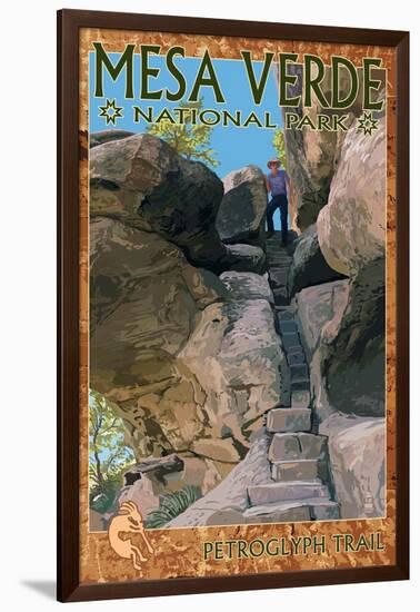 Mesa Verde National Park, Colorado - Petroglyph Trail-Lantern Press-Framed Art Print