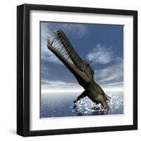 Mesosaurus Dinosaur Jumping Out of the Water-Stocktrek Images-Framed Art Print