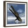 Mesosaurus Dinosaur Jumping Out of the Water-Stocktrek Images-Framed Art Print