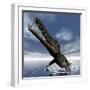 Mesosaurus Dinosaur Jumping Out of the Water-Stocktrek Images-Framed Art Print