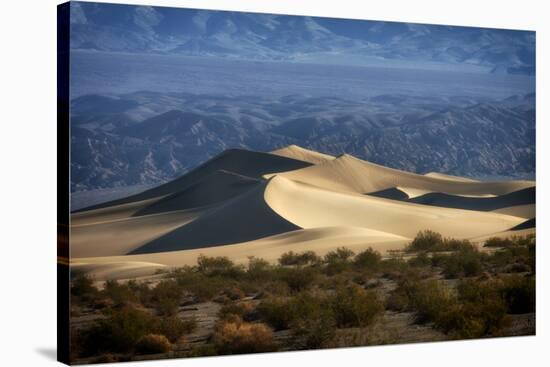 Mesquite Sand Dunes with Grapevine Mountains. Death Valley. California.-Tom Norring-Stretched Canvas