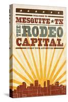 Mesquite, Texas - Skyline and Sunburst Screenprint Style-Lantern Press-Stretched Canvas