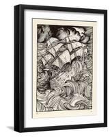 Message Found in a Bottle, Ship in a Storm-Arthur Rackham-Framed Art Print