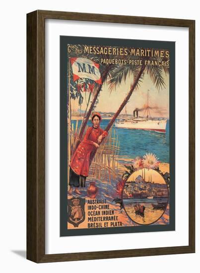 Messageries Maritimes French Cruise Line Ports-null-Framed Art Print