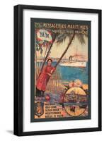 Messageries Maritimes French Cruise Line Ports-null-Framed Art Print