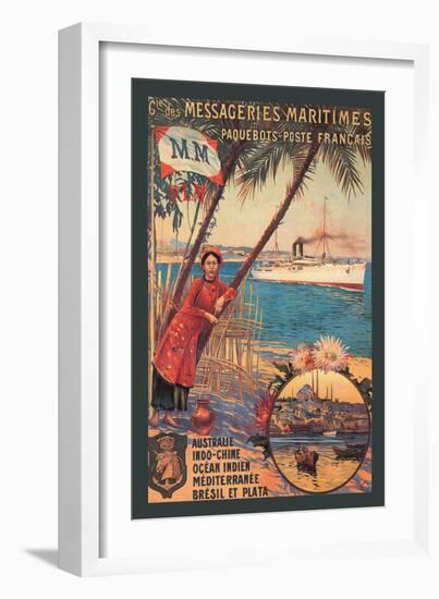 Messageries Maritimes French Cruise Line Ports-null-Framed Art Print