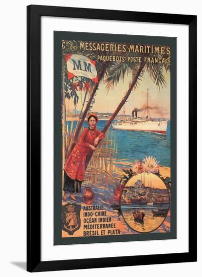 Messageries Maritimes French Cruise Line Ports-null-Framed Art Print