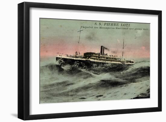 Messageries Maritimes, MM, S.S. Pierre Loti, Dampfer-null-Framed Giclee Print