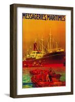 Messageries Maritimes Vintage Poster - Europe-Lantern Press-Framed Art Print