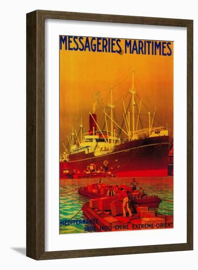 Messageries Maritimes Vintage Poster - Europe-Lantern Press-Framed Art Print