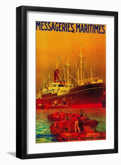 Messageries Maritimes Vintage Poster - Europe-Lantern Press-Framed Art Print