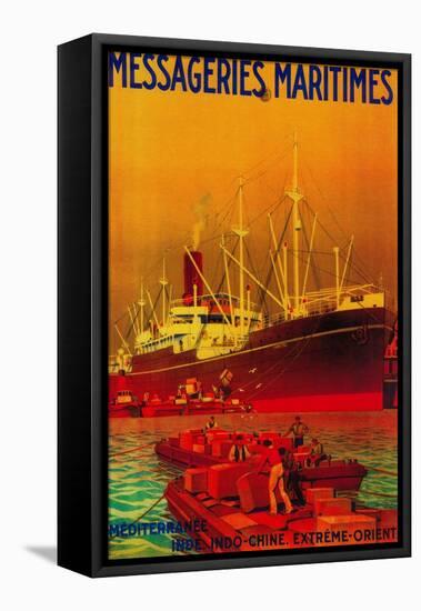 Messageries Maritimes Vintage Poster - Europe-Lantern Press-Framed Stretched Canvas