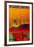 Messageries Maritimes Vintage Poster - Europe-Lantern Press-Framed Art Print