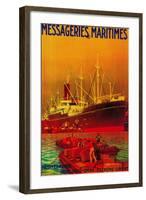 Messageries Maritimes Vintage Poster - Europe-Lantern Press-Framed Art Print