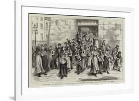 Messers Marshall's Flax Mill, Factory Hands Leaving for Dinner-null-Framed Giclee Print